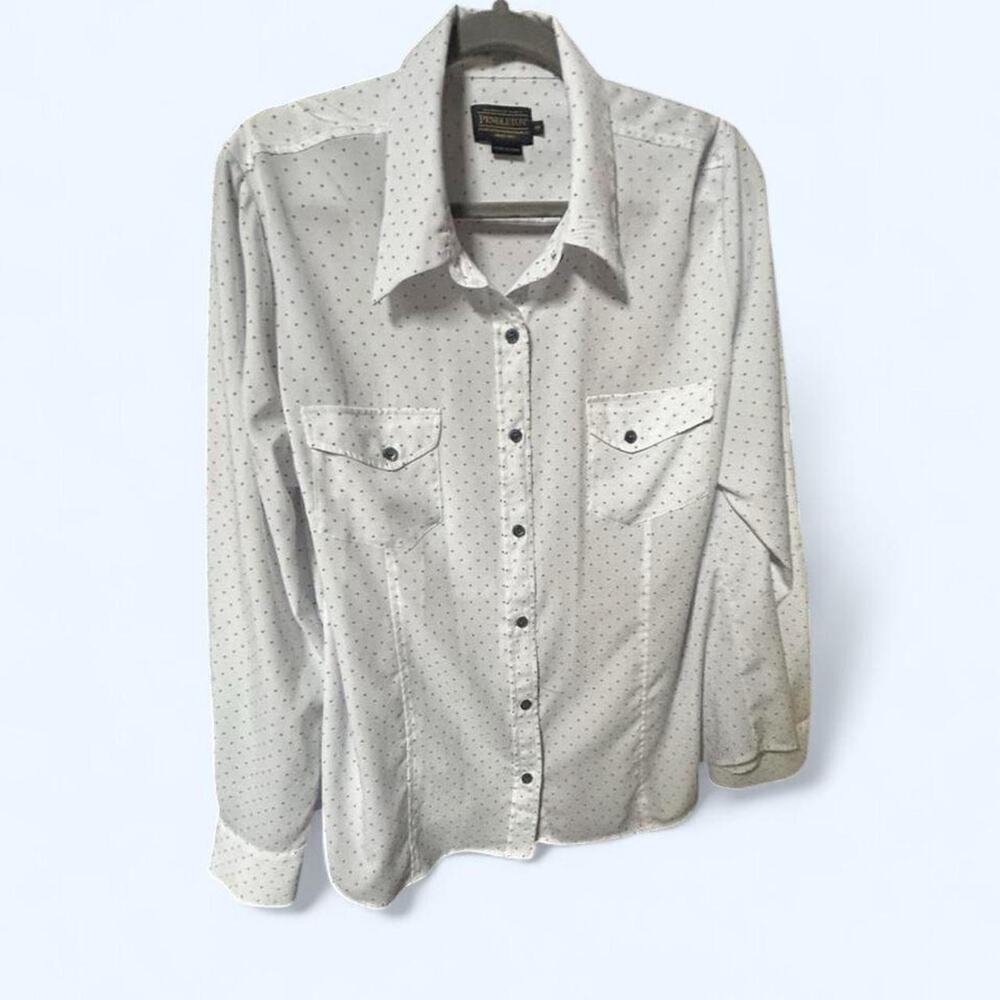 Size 18 Pendleton button/up blouse cream with blue polka dots